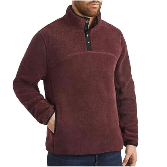 Members Mark Mens Size S Wine Alpine Sherpa Quarter Snap Pullover NEW - Picture 2 of 5